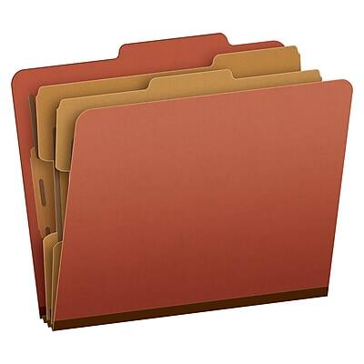 Front. Pendaflex - Moisture Resistant Heavy Duty Classification Folder, 2-Dividers, 2" Expansion, Letter Size, Brick Red, 10/Box - Brick Red.