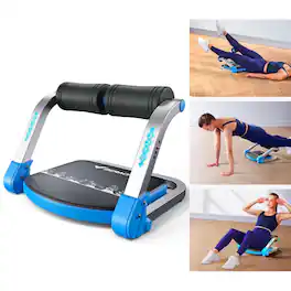 MERACH - Ab Crunch Machine Automatic Rebound for Home Gym Adjustable Sit Up Exercise Equipment with 3 Resistance Levels - Blue