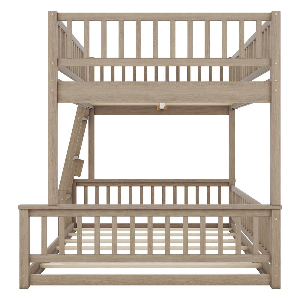 Alt View 8. Loheer - Loheer Full XL Over Queen Bunk Bed Walnut Solid Wood Frame - Walnut.