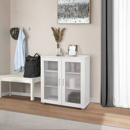 Kings Brand Furniture - 2-Door Accent Storage Cabinet, Sideboard Buffet Floor Storage Cupboard - White