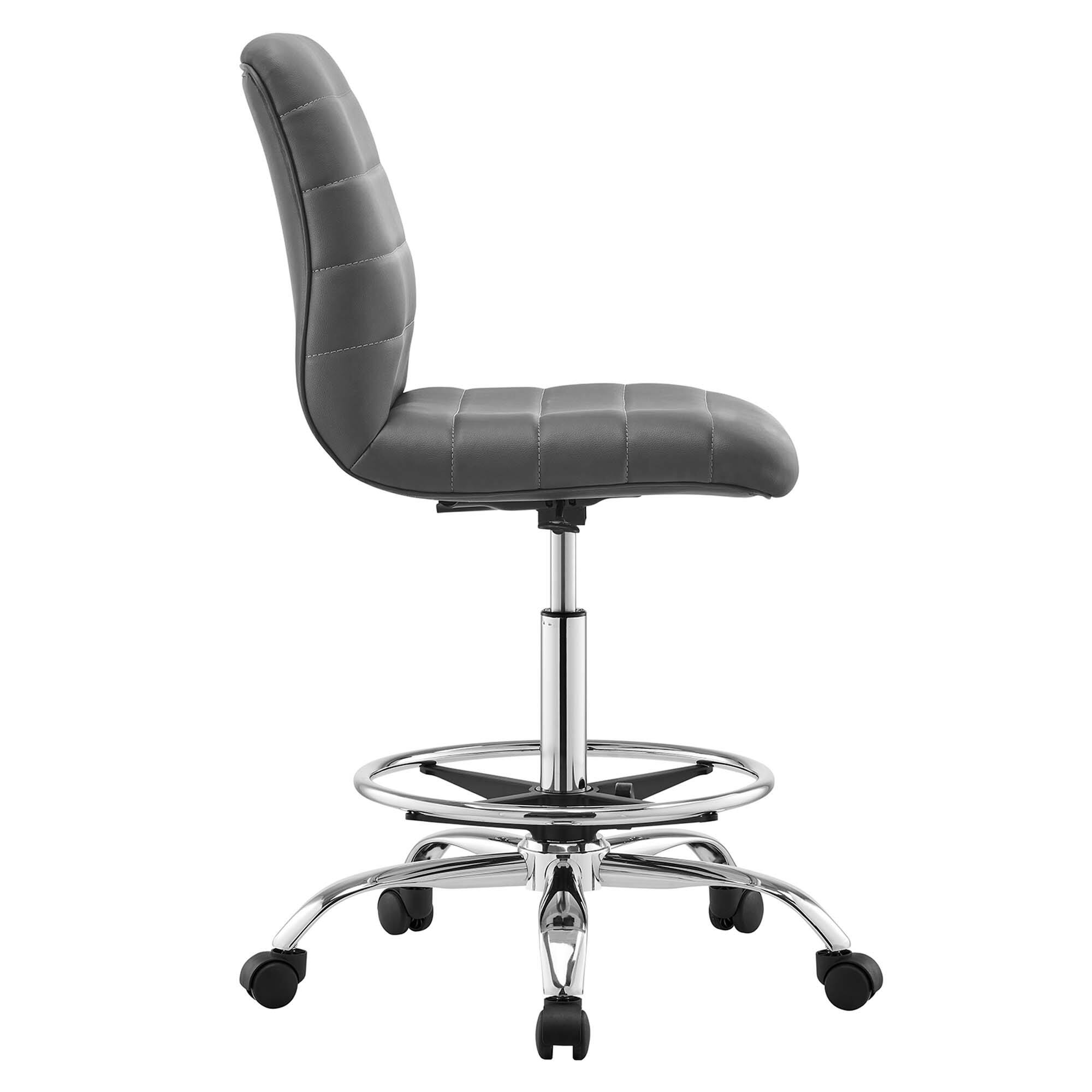 Alt View 1. Modway - Ripple Armless Vegan Leather Drafting Chair by Modway - Silver Gray.