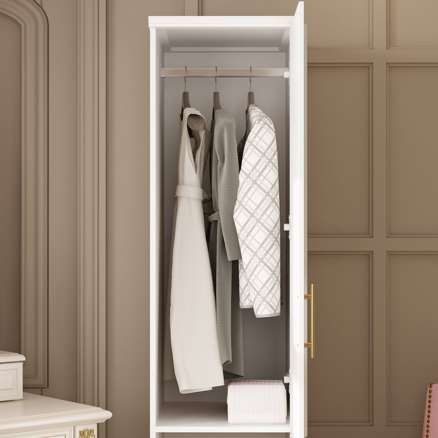 Alt View 9. FUFU&GAGA - FUFU&GAGA Tall Wardrobe - Space - Saving Storage with Anti - Tip Safety - White.