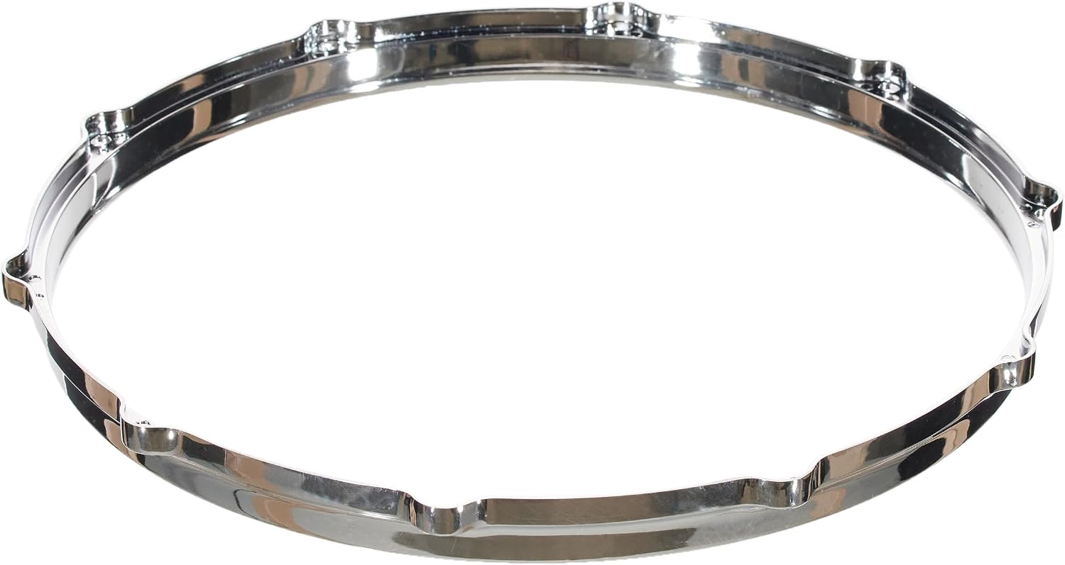 Angle. Gibraltar Hardware - 14" 10-Lug Batter Side Die-Cast Chrome Drum Hoop, with Reinforced Tension Points and Snare Gates.