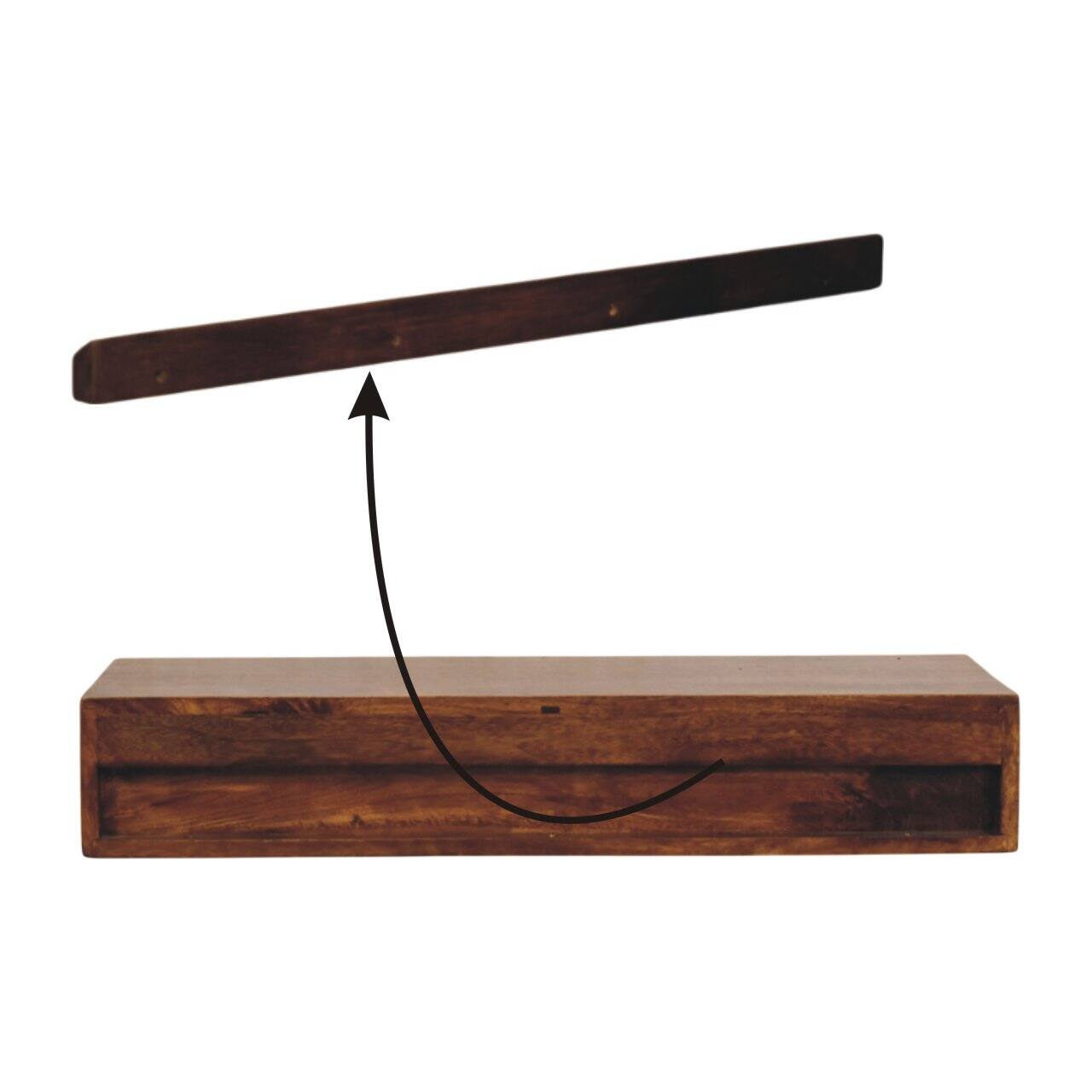 Alt View 7. Artisan Furniture - Artisan Furniture Solid Wood Lunar 2 Drawer Chestnut Wall Mounted Console, 2 Drawers, Dark Brown - Dark Brown.