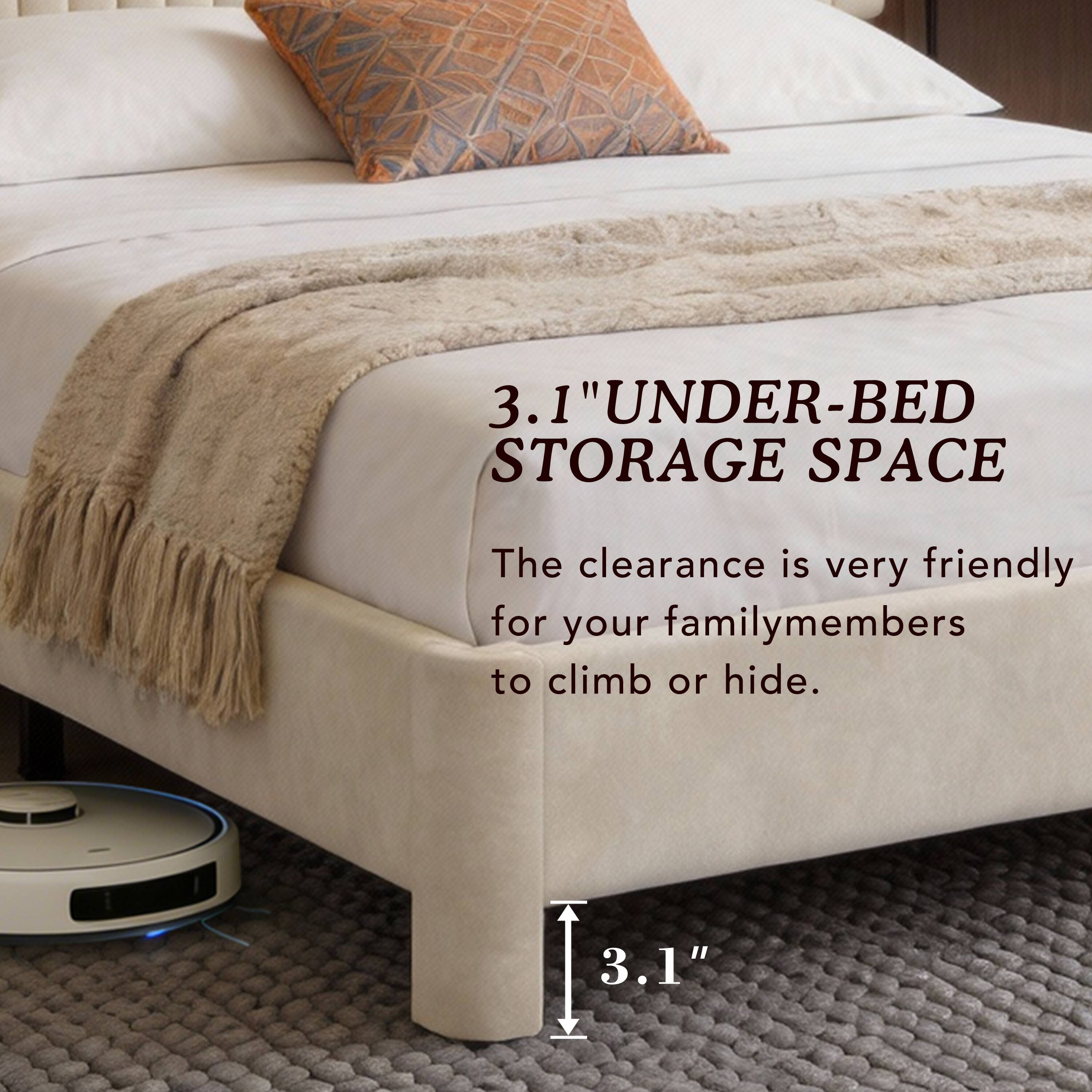 3.1" UNDER-BED STORAGE SPACE

The clearance is very friendly for your family members to climb or hide.