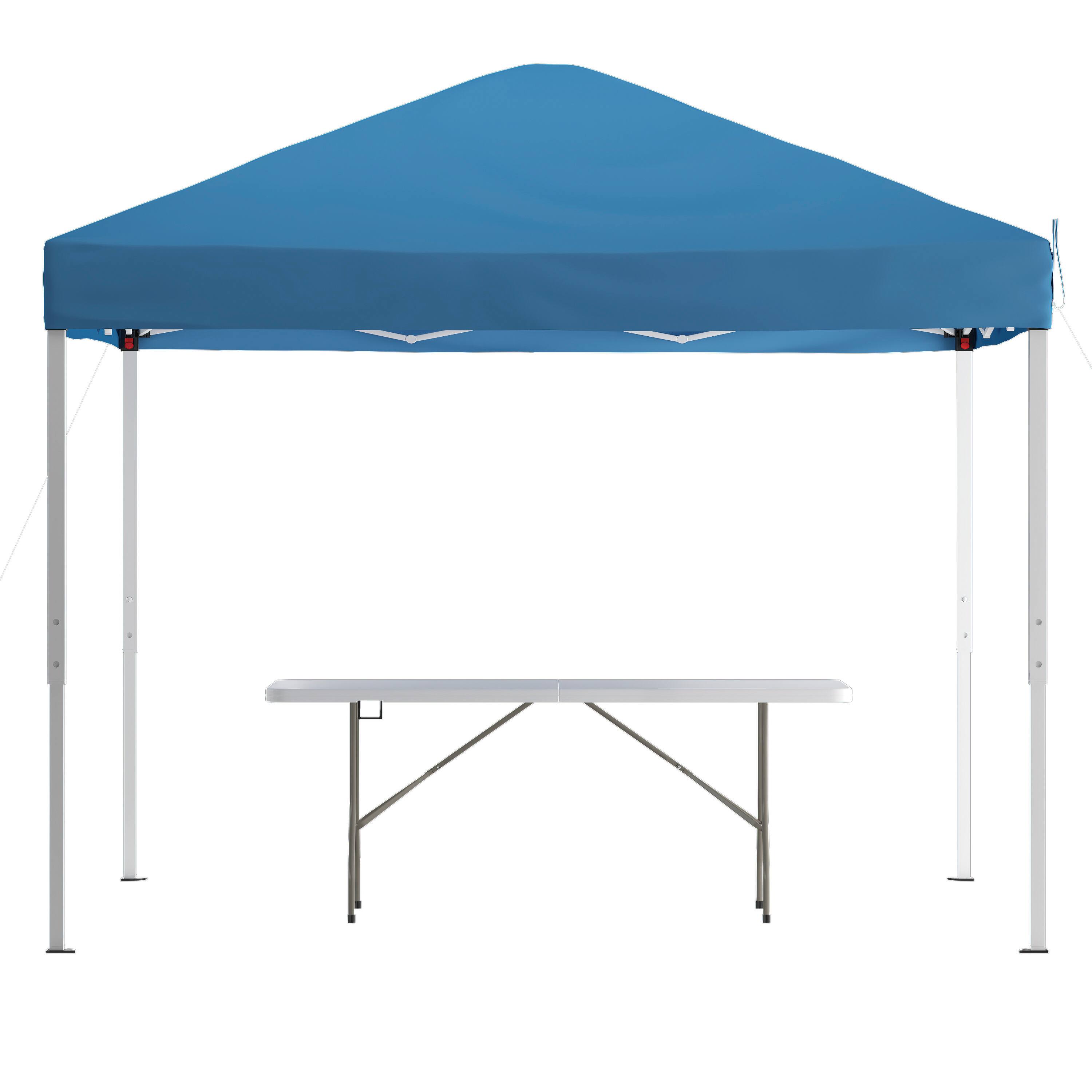 Alt View 1. Emma + Oliver - Outdoor Event/Tailgate Tent Set with Pop Up Event Canopy and Carry Bag and Bi-Fold Table with Carrying Handle - Blue.