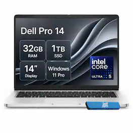 Dell - Upgraded - Pro 14 14'' FHD+ Laptop - Latitude - AI PC - Business - Intel Core Ultra 5 235U - 32GB Memory - 1TB SSD - Windows 11 Pro - Silver