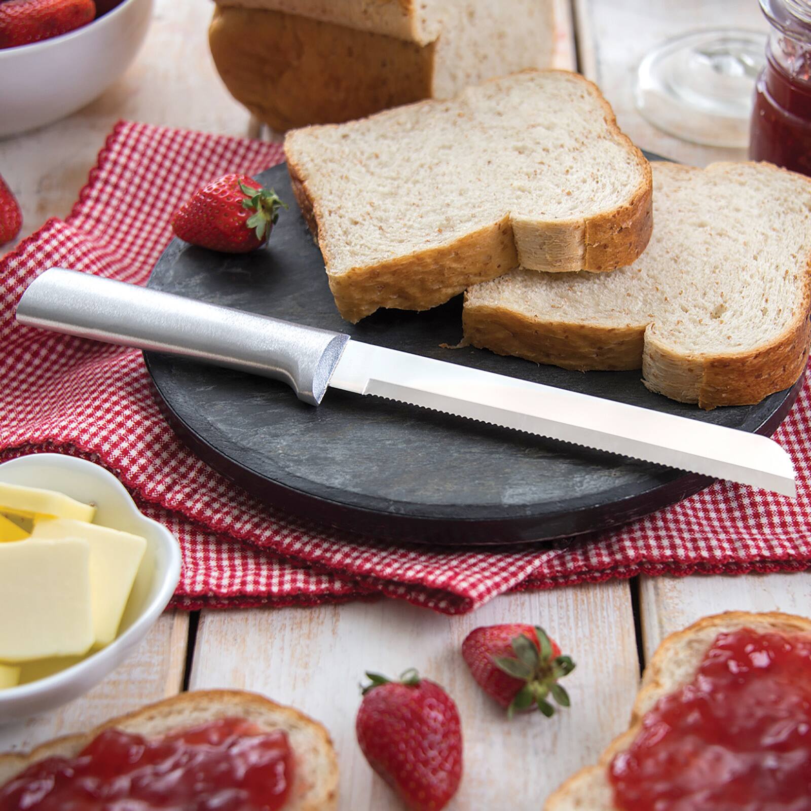 Alt View 3. Rada - Essential Oak 8 Piece Knife Block Set, Silver Handles - Silver.