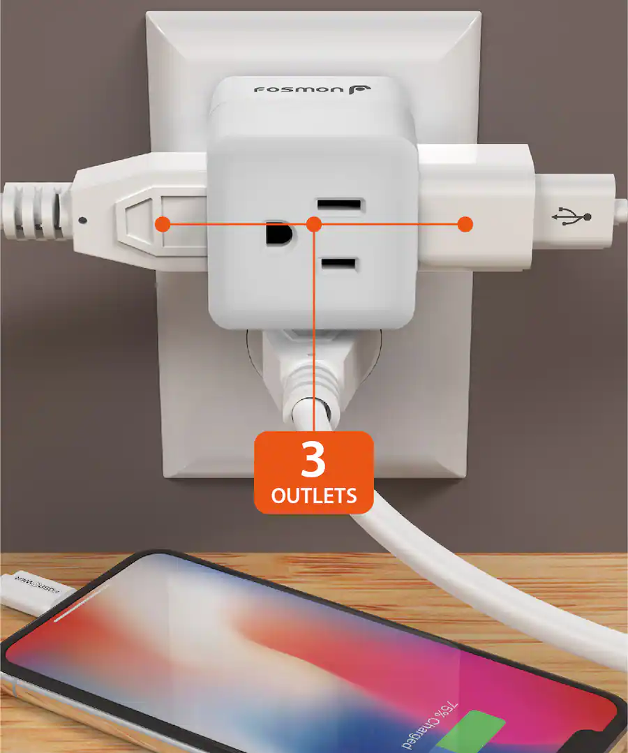 Fosmon 3 Pack 3 Outlet Extender, Multi Plug Wall Outlet Splitter, [ETL ...