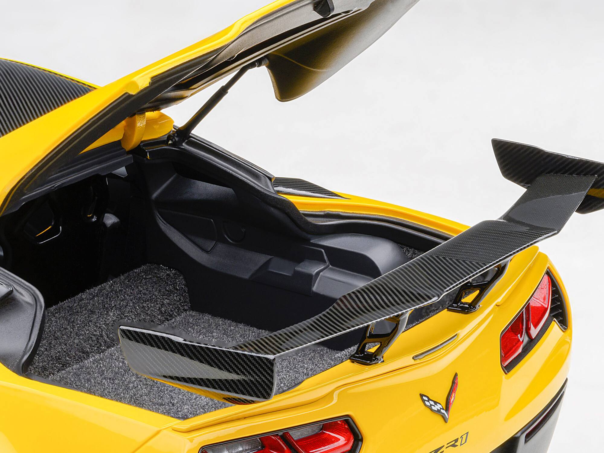 Alt View 6. Autoart - 2019 Chevrolet Corvette C7 ZR1 Corvette Racing Yellow Tintcoat with Carbon Top 1/18 Model Car by Autoart.