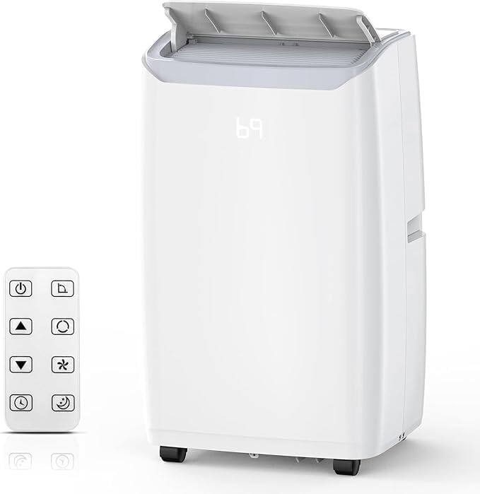 Front. Homhougo - 14,000 BTU Portable Air Conditioner, Cools Up to 750 Sq.Ft, 3-in-1 AC with Fan, Dehumidifier, Remote, Timer, Sleep Mode.