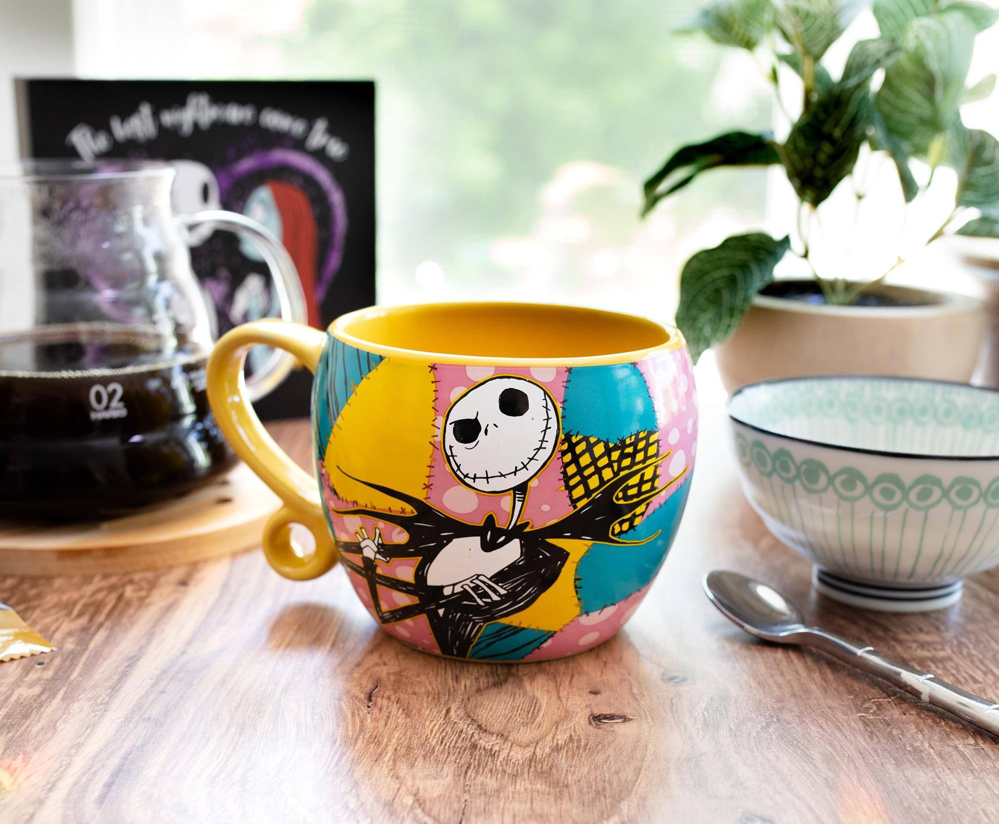 Alt View 10. Disney - Disney Nightmare Before Christmas Jack and Sally Patchwork Sculpted Ceramic Mug - Yellow.