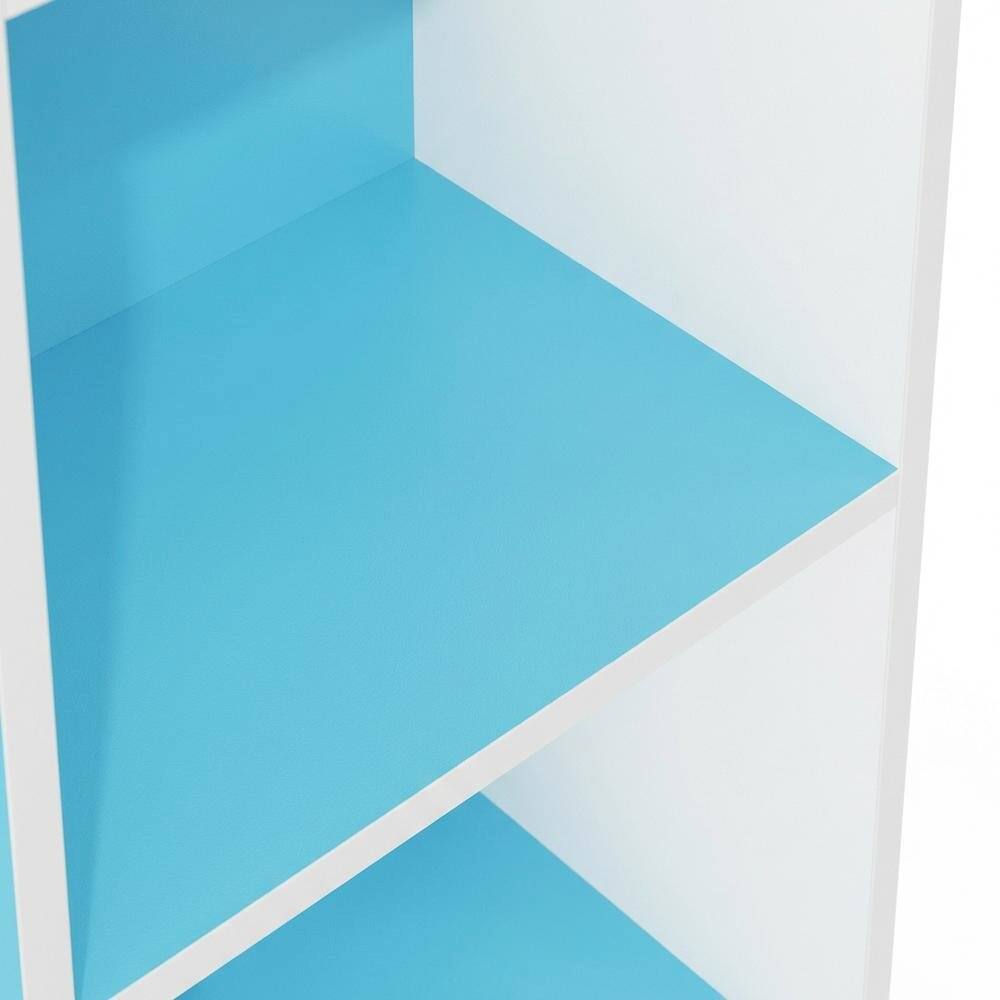 Alt View 1. FurniFact - Wooden bookcase with open shelves for versatile storage - Light Blue/White.