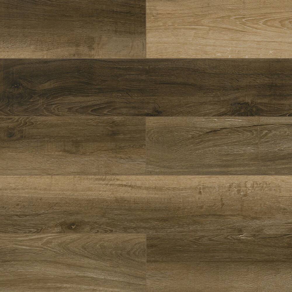 Left. Dotfloor - 48"x7.2" SPC Composite Flooring; 10 Planks/Box (23.9 sq. ft/Box); 6mm Thick with 1mm IXPE Backing; 20 mil Wear Layer; - Yellowtail Leaf.