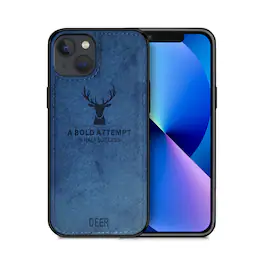 Alpha Digital - Iphone 13 - Protective Case W/ Luxury Soft Cloth & Deer Design- Anti-dirt/shock - Blue