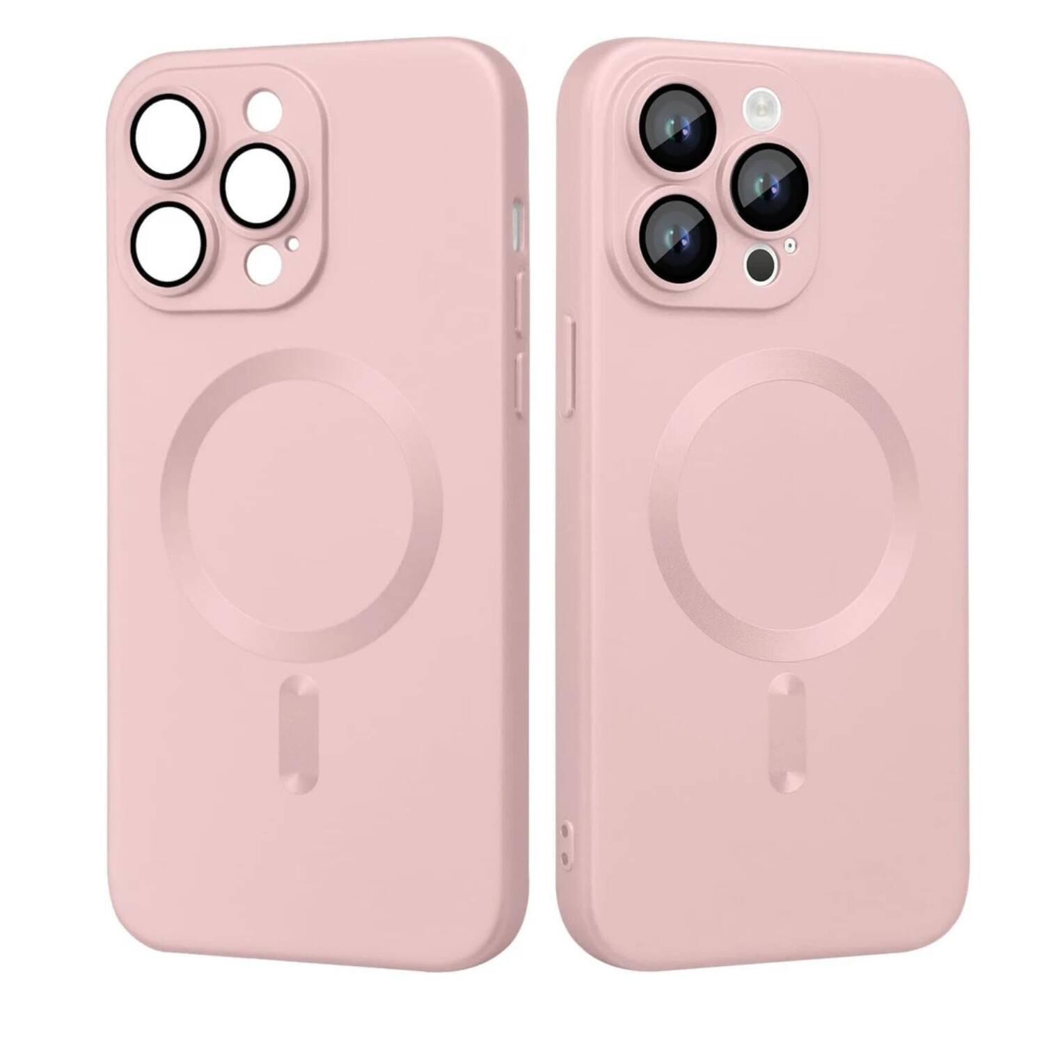 Angle. Stock Preferred - Soft Shockproof MagSafe Case  with Camera Lens Protector for iPhone 16 Pro Max Rose Gold - Rose Gold.