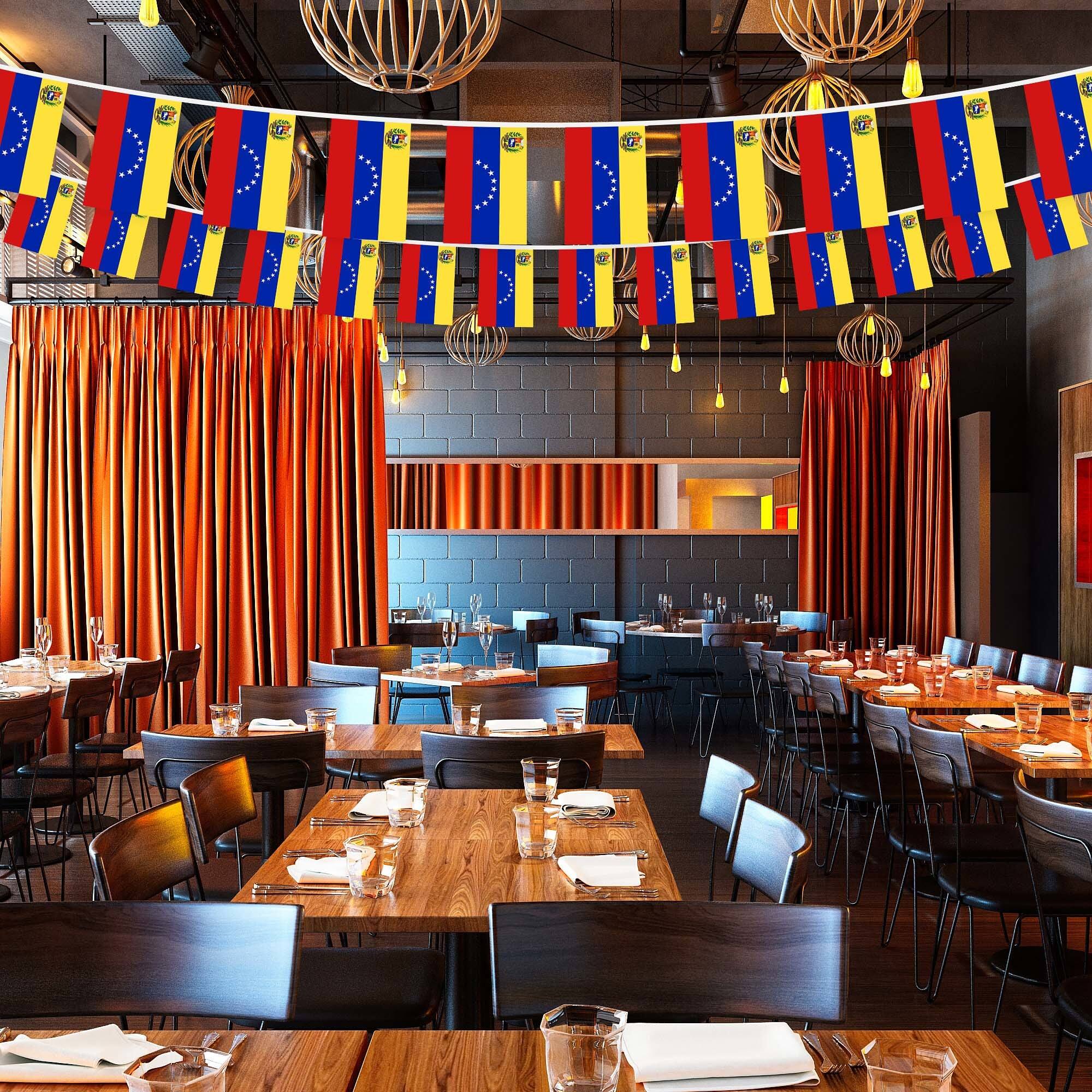 Alt View 1. G128 - Venezuela Mini Flag Bunting Banner — 33 ft, 38 Flags (8.2 x 5.5 in), 150D Polyester. - Assorted Colors.