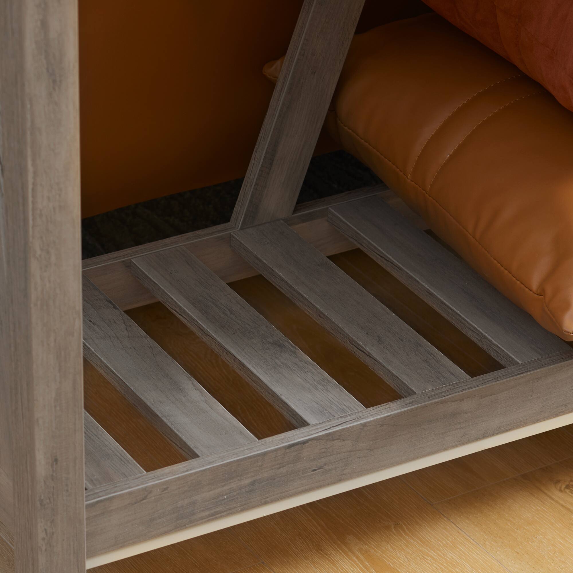 Alt View 7. Homcom - Console Table, Farmhouse Entryway Table with Storage Slatted Shelf, Rustic Sofa Table with Anti-Tipper for Living Room - Gray.