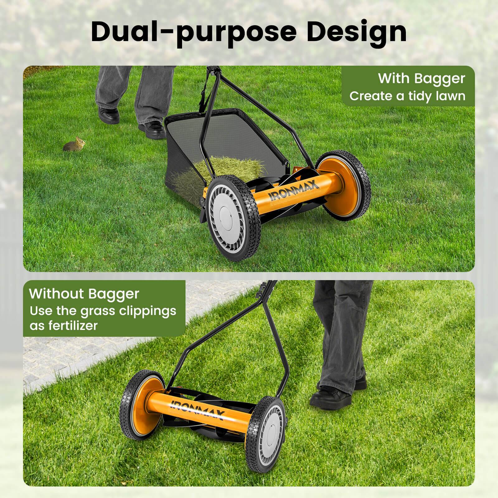 Dual-purpose Design

With Bagger
Create a tidy lawn

Without Bagger
Use the grass clippings as fertilizer