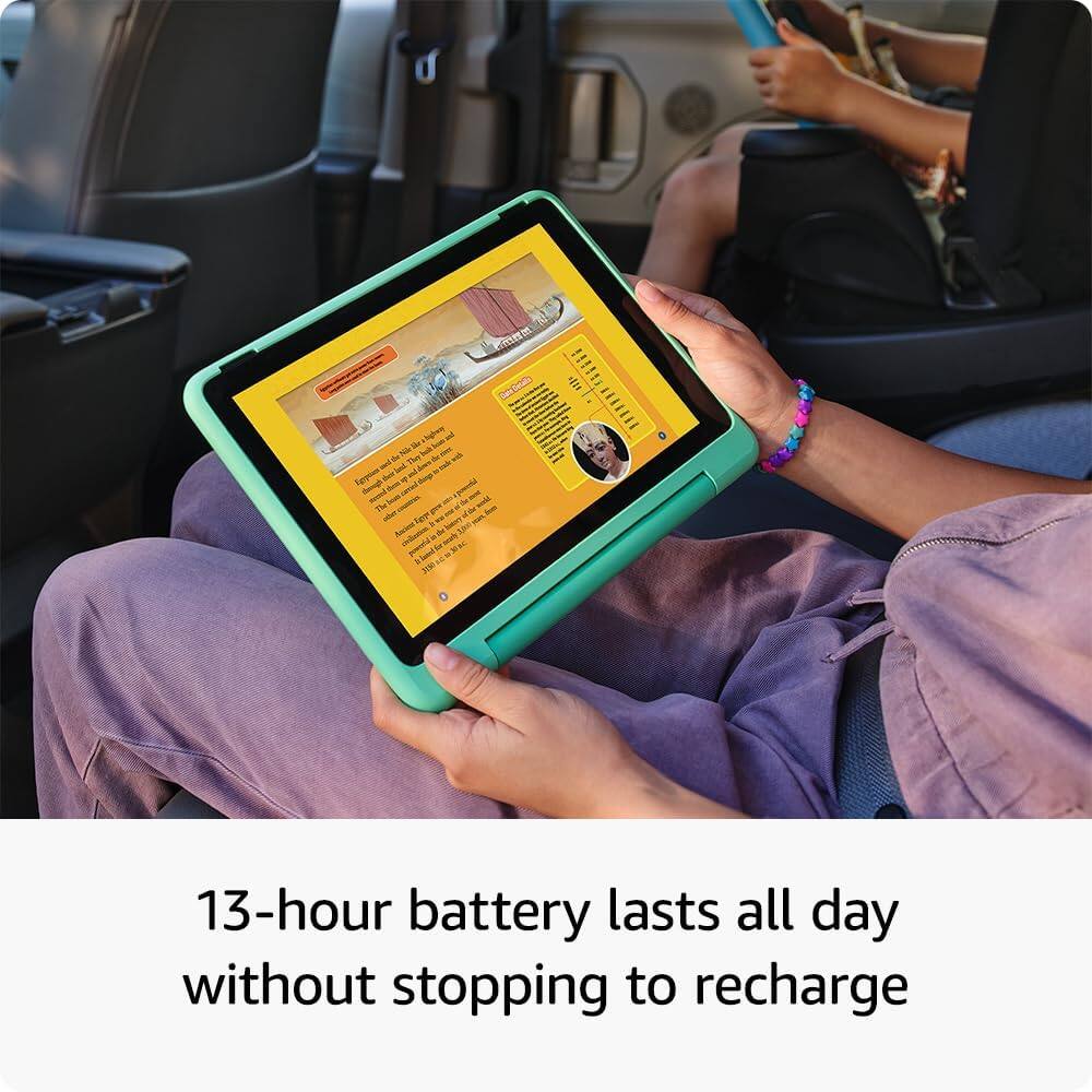13-hour battery lasts all day without stopping to recharge