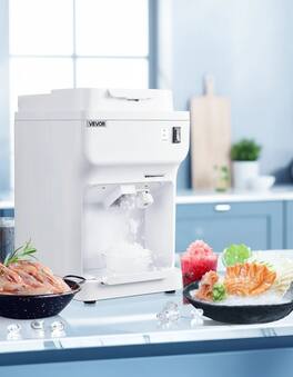 Forest'nSky - Commercial Ice Shaver - 220 lb/hr, 350W 1500RPM, 4L Ice Box, Tabletop Snow Cone Maker - White