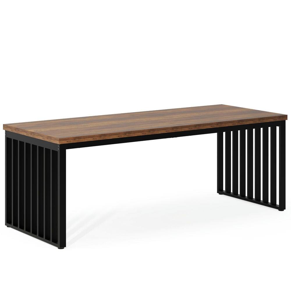 Angle. Resenkos - Kadyn Study Writing Desk, Computer Desk,78.74" Two Person Desk, Long Executive Desk Double Computer Desk,Rustic Brown - Rustic Brown.