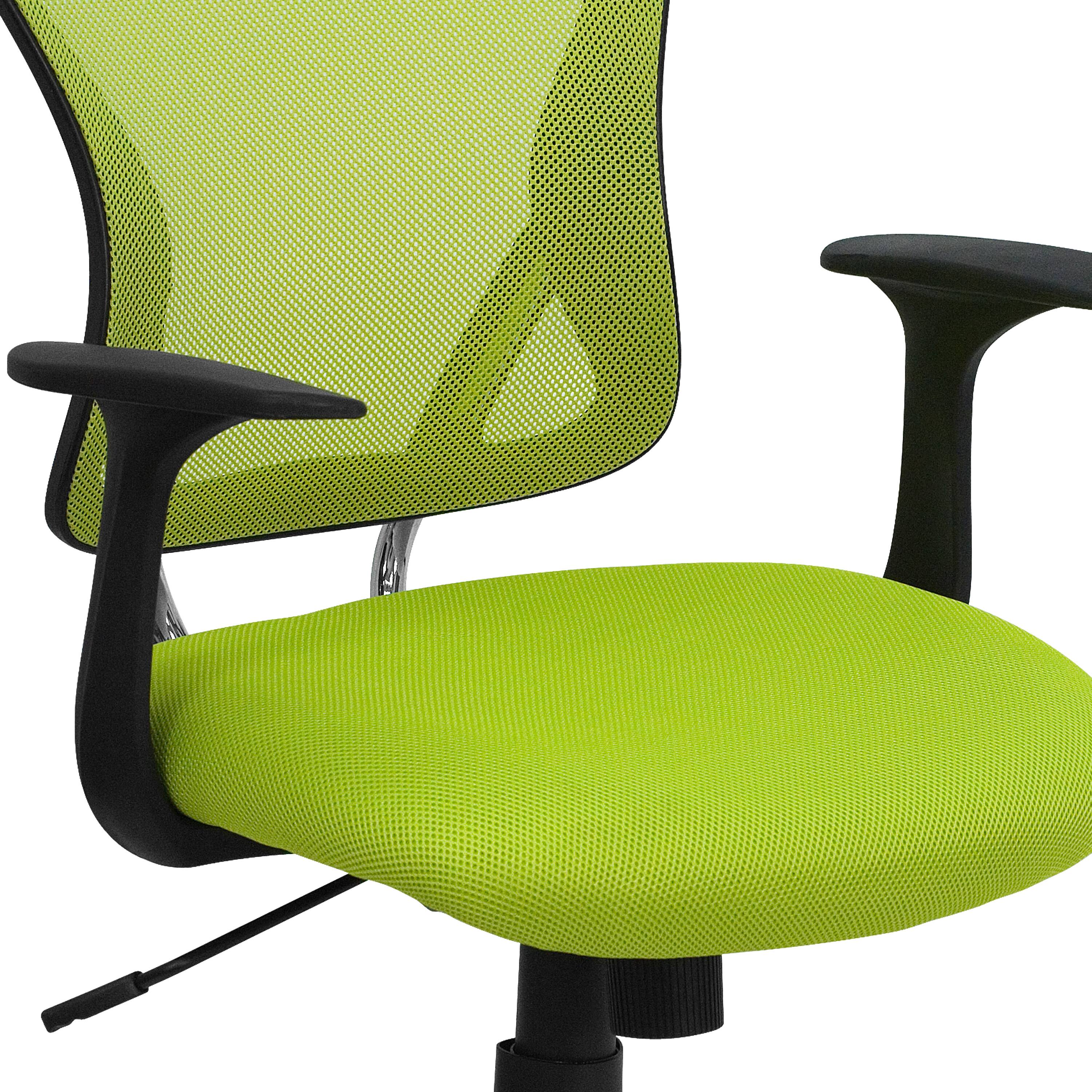 Alt View 9. Emma + Oliver - Mid-Back Mesh Swivel Task Office Chair with Chrome Base and Arms - Green.