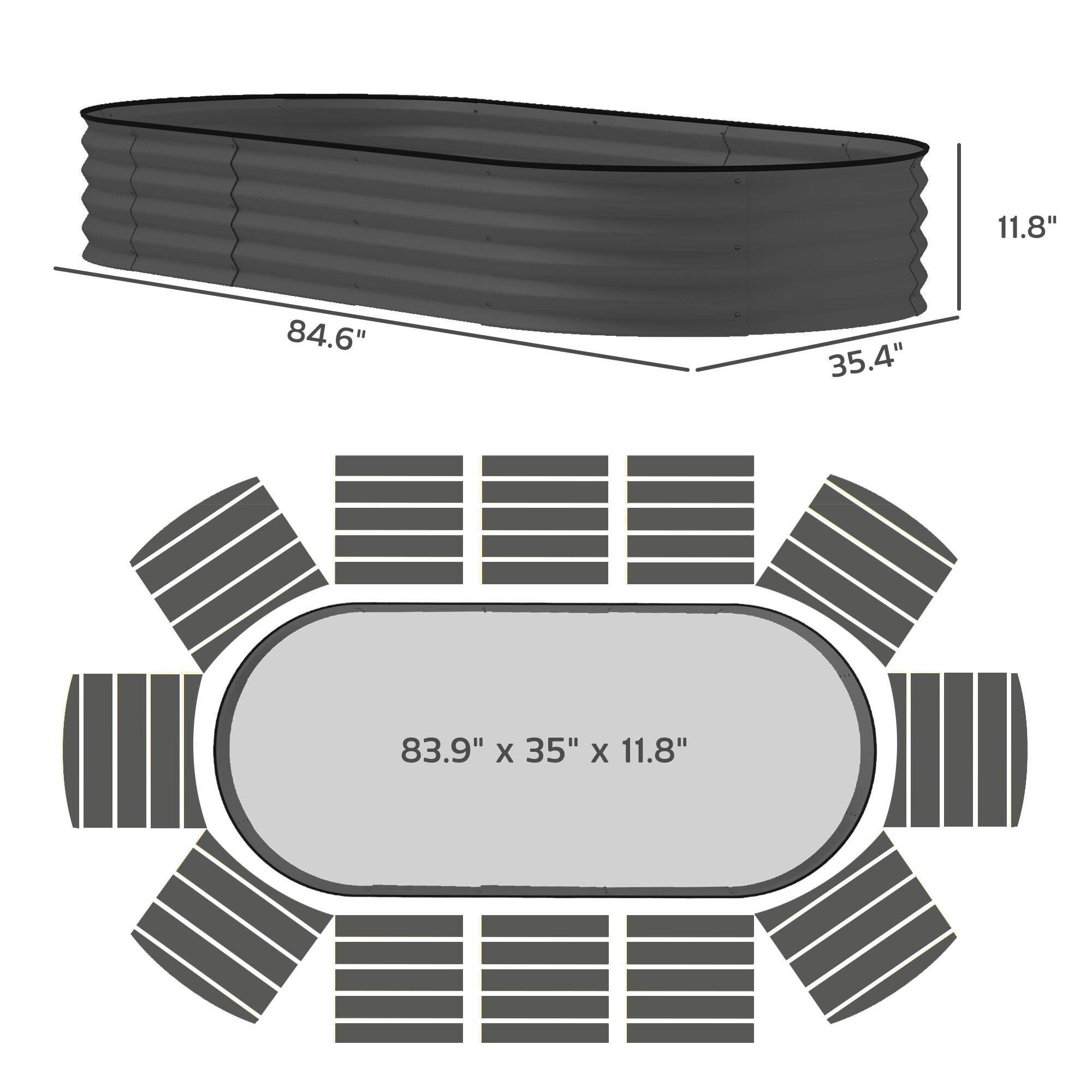 11.8", 84.6", 35.4", 83.9" x 35" x 11.8"