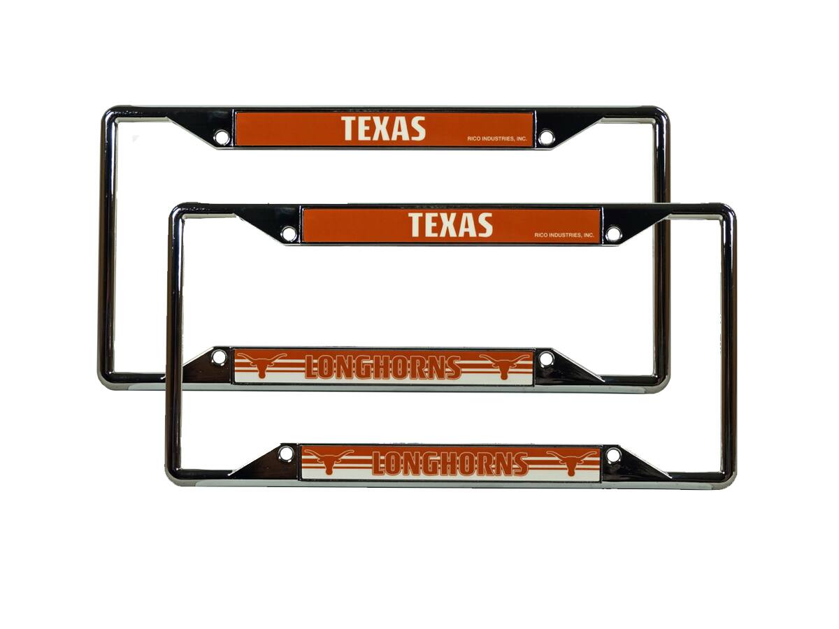 Texas Longhorns Chrome EZ View License Plate Frame - Set of 2 Frames
