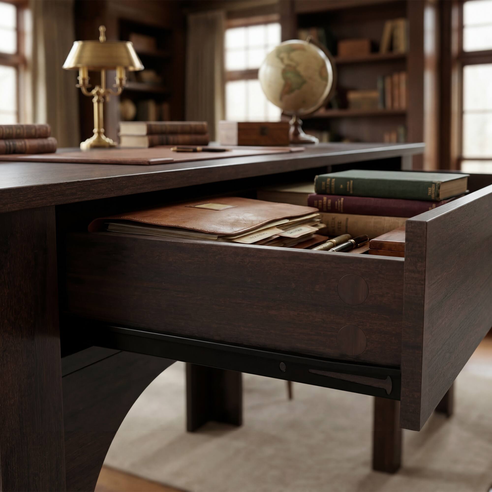Alt View 1. Famapy - 6-Drawer Retro Desk & Dining Table – 69" Brown Woodgrain Multipurpose Workstation for Home Office, Study, or Kitchen - Brown.