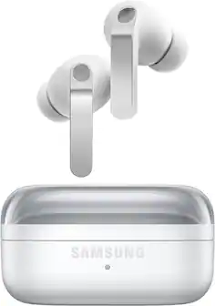 Front. Samsung - Galaxy Buds4 Pro Wireless Earbud Headphones - White.