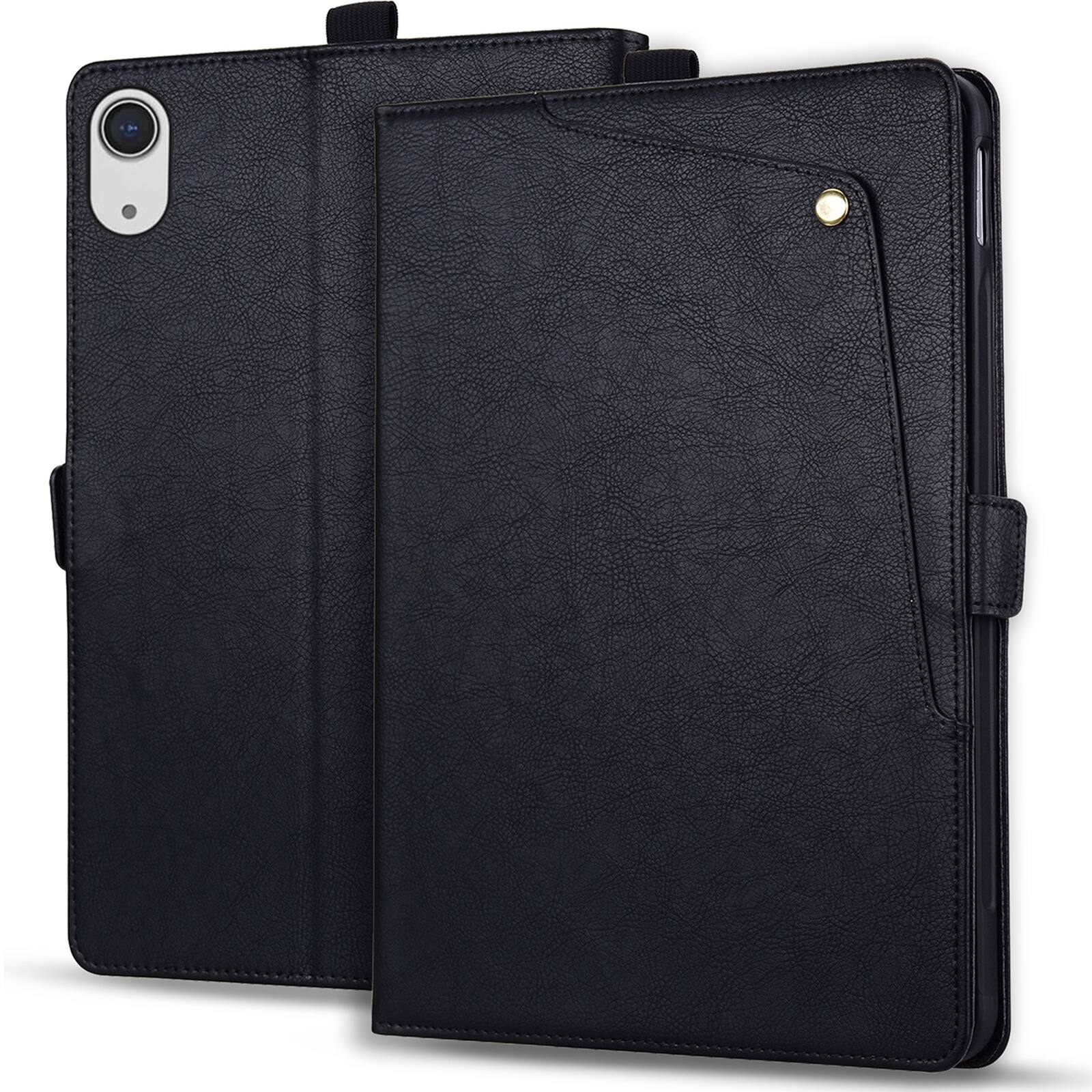 Alt View 5. Dteck - Case For Apple iPad mini (A17 Pro) 2024/iPad mini 6th Business Premiun Leather Folio Adjustable Stand Card Slots Cover - Black.