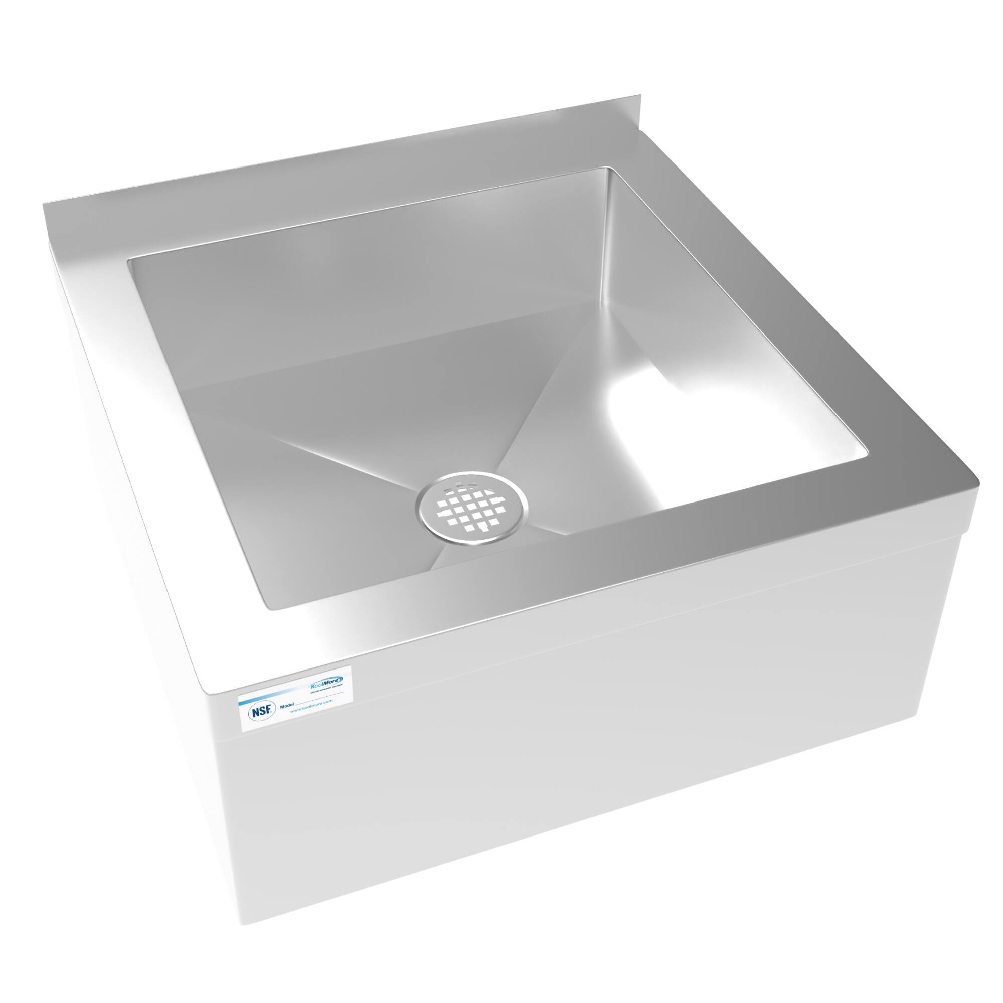 Left. Koolmore - 13 in.  Floor Mop Sink with Deep Basin, Bowl size 24" x 24" x 13" MPS-2424133. - Stainless Steel.