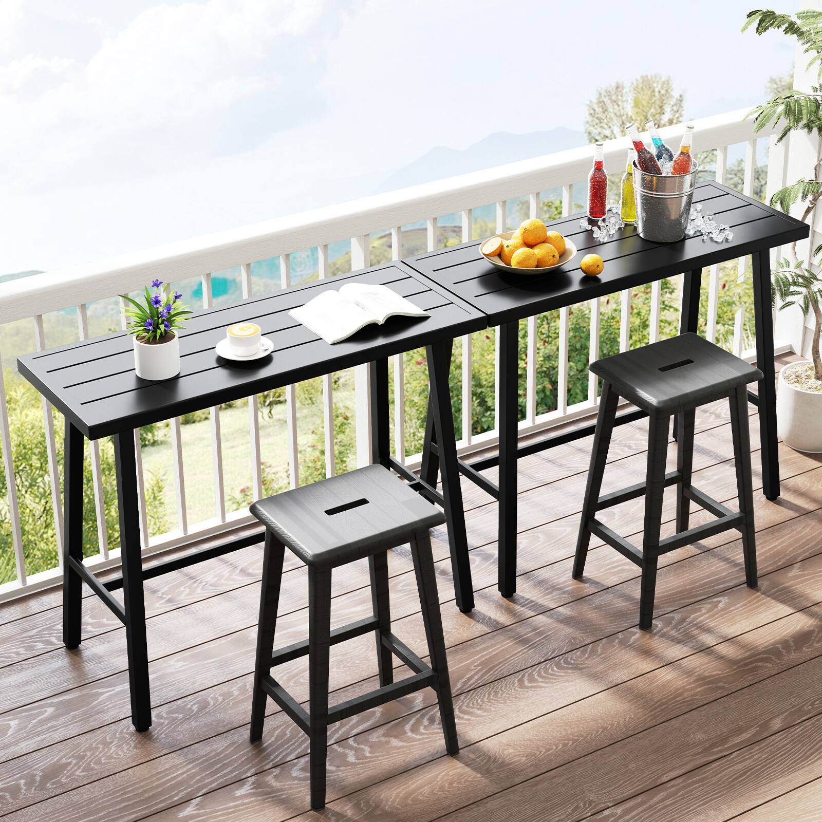Alt View 3. Gymax - Gymax Metal Frame Rectangle Dining Table Accommodates 4-6 People w/ Foot Pedal - Black.