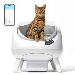 CatLink - Open Top Self-Cleaning Litter Box, Multi-Cat, Anti-Pinch, Health Monitor, App Control - White