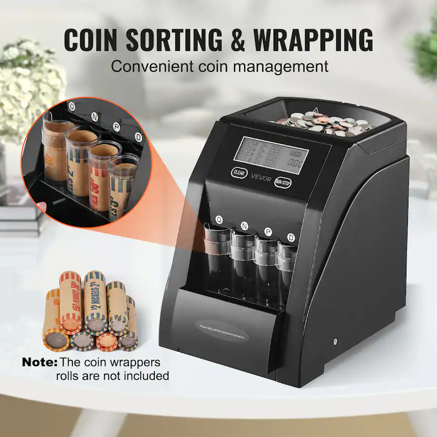 Coin Edge Machine USD Coin Sorter, Coin Counter Machine for 4 Kinds of USD Coins, Coin ...