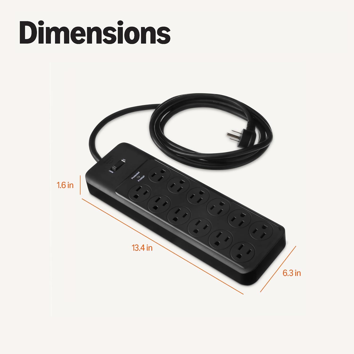 Dimensions  
1.6 in  
13.4 in  
6.3 in