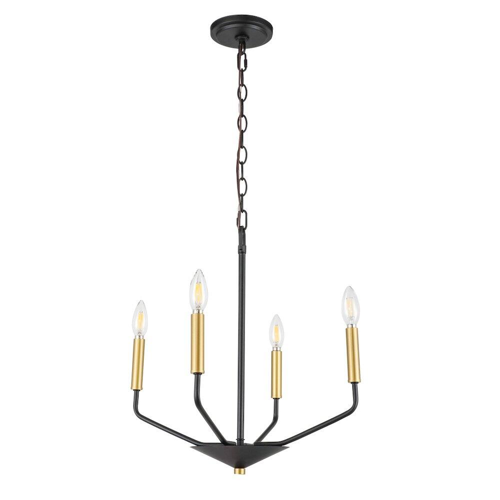 Alt View 4. Living District - Enzo 4 Light Black And Brass Pendant - Black And Brass.