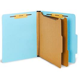 Staples - Pressboard Classification Folder, 2-Dividers, 2 1/2" Expansion, Letter Size, 20/Box - Light Blue