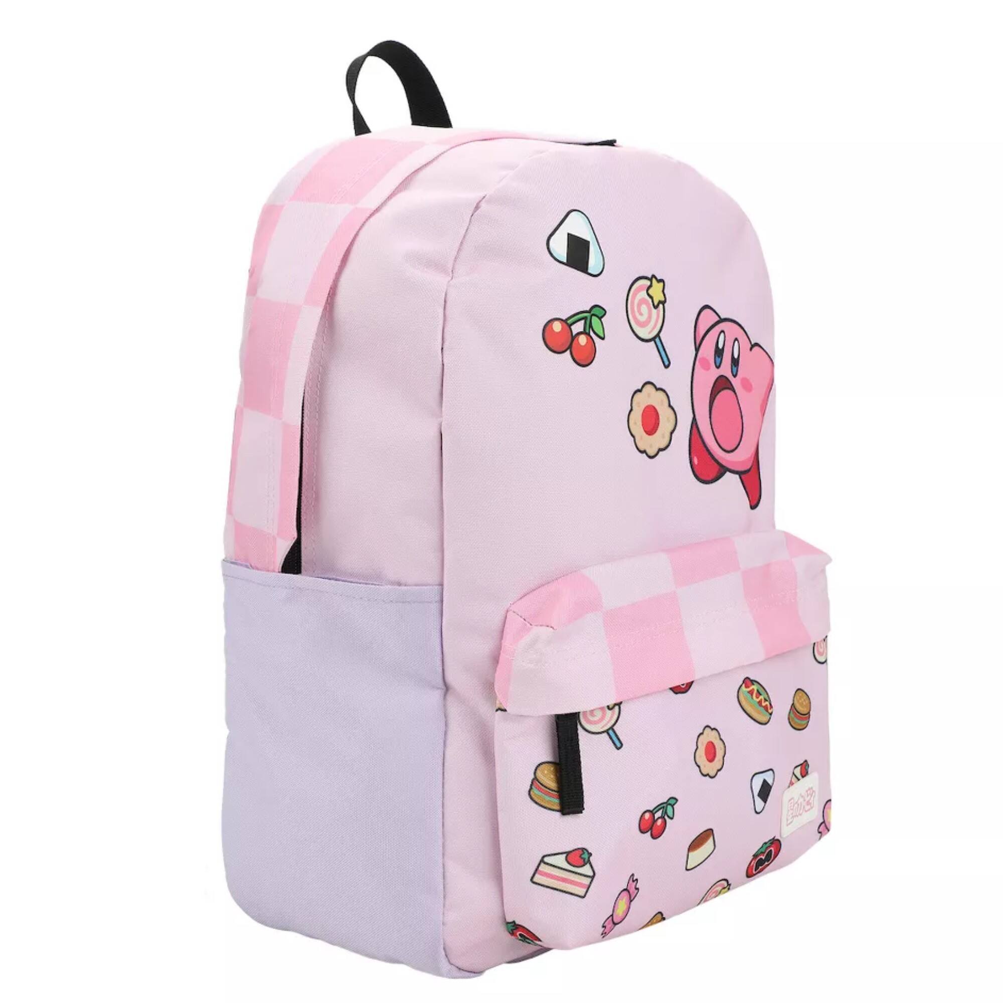Alt View 1. Kirby - Kirby Inhaling Food 16" Pink School Bookbag with a Laptop pocket for girls - Pink.