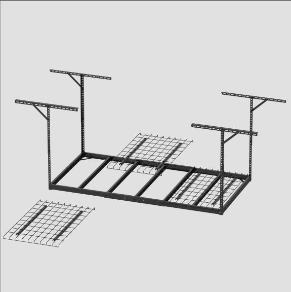 Alt View 5. Fleximounts - Max Series 36 in. W x 72 in. D Heavy Duty Ceiling Mounted Garage Rack - Black.