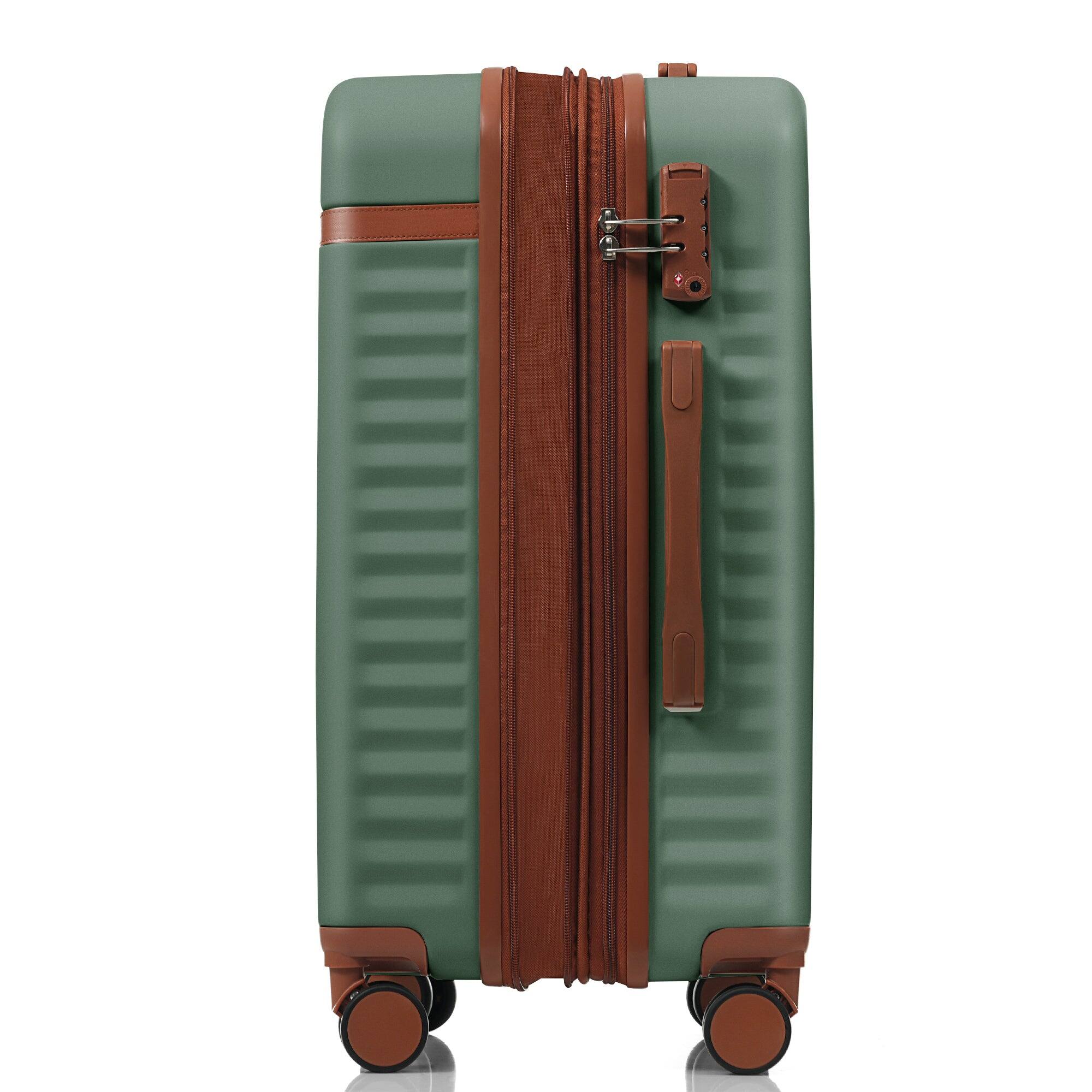 Alt View 6. BreeBe - 3-Piece 20" Carry-On Luggage Set with USB Port, Front Opening, Airline Approved ABS Hard Shell Spinner Wheels Green - Green.