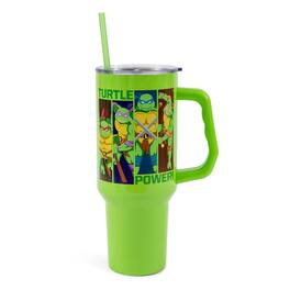 Silver Buffalo - Teenage Mutant Ninja Turtles "Turtle Power" Stainless Steel Tumbler With Handle - Green