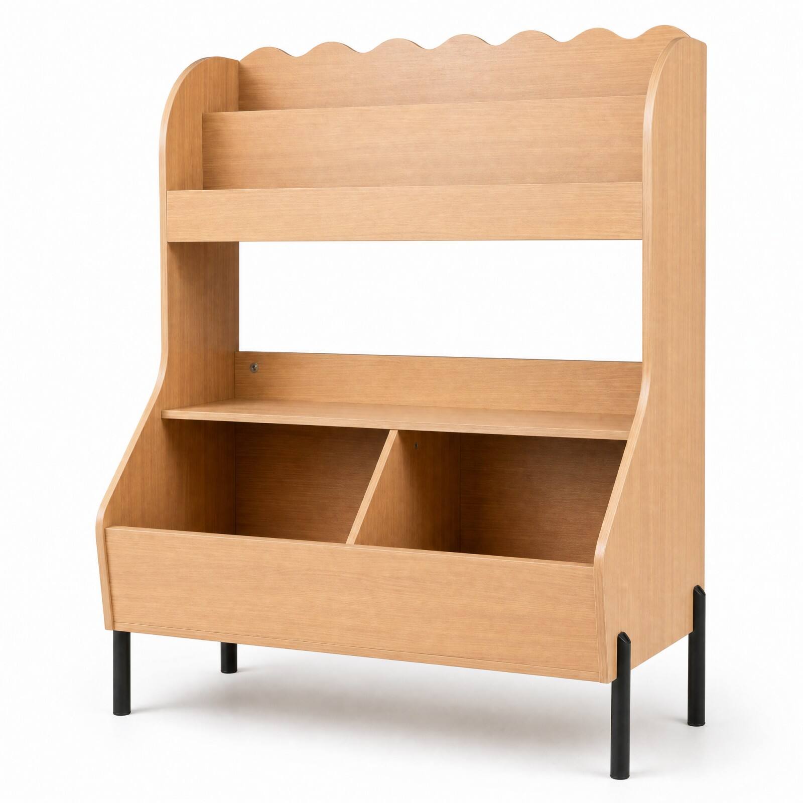 Alt View 9. Costway - Costway Kids Wooden Toy Storage Organizer Bookcase with 2 Bins Open Shelf - Natural.