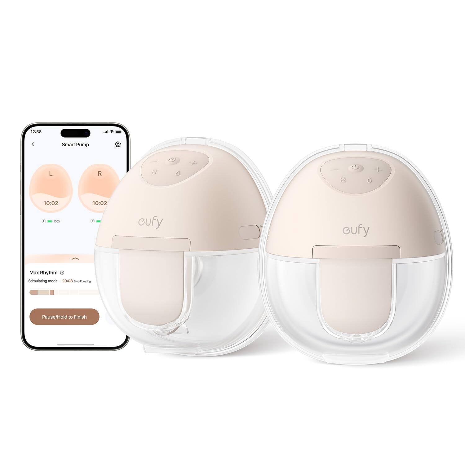 eufy - Wearable Breast Pump E10, Hands‑Free, Hospital‑Grade Suction, Smart Rhythm, Portable, Leak‑Proof, Ultra‑Quiet - Brown
