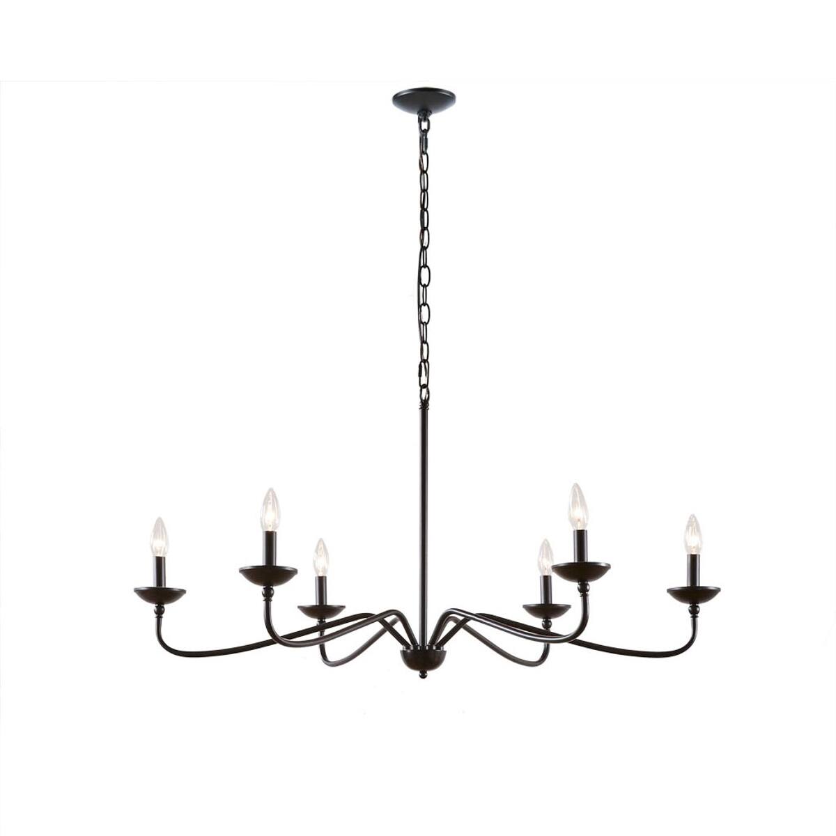 Alt View 2. Loheer - Loheer 6 Light Metal Chandelier Matte Black Adjustable Chain Dining Room Ceiling Light.