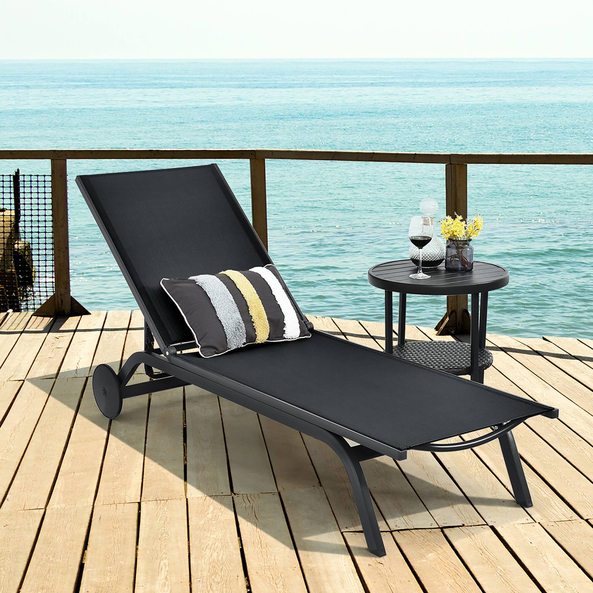 Alt View 2. Costway - Costway 2PCS Outdoor Patio Lounge Chair Chaise Recliner Aluminum Fabric Adjustable - Black.