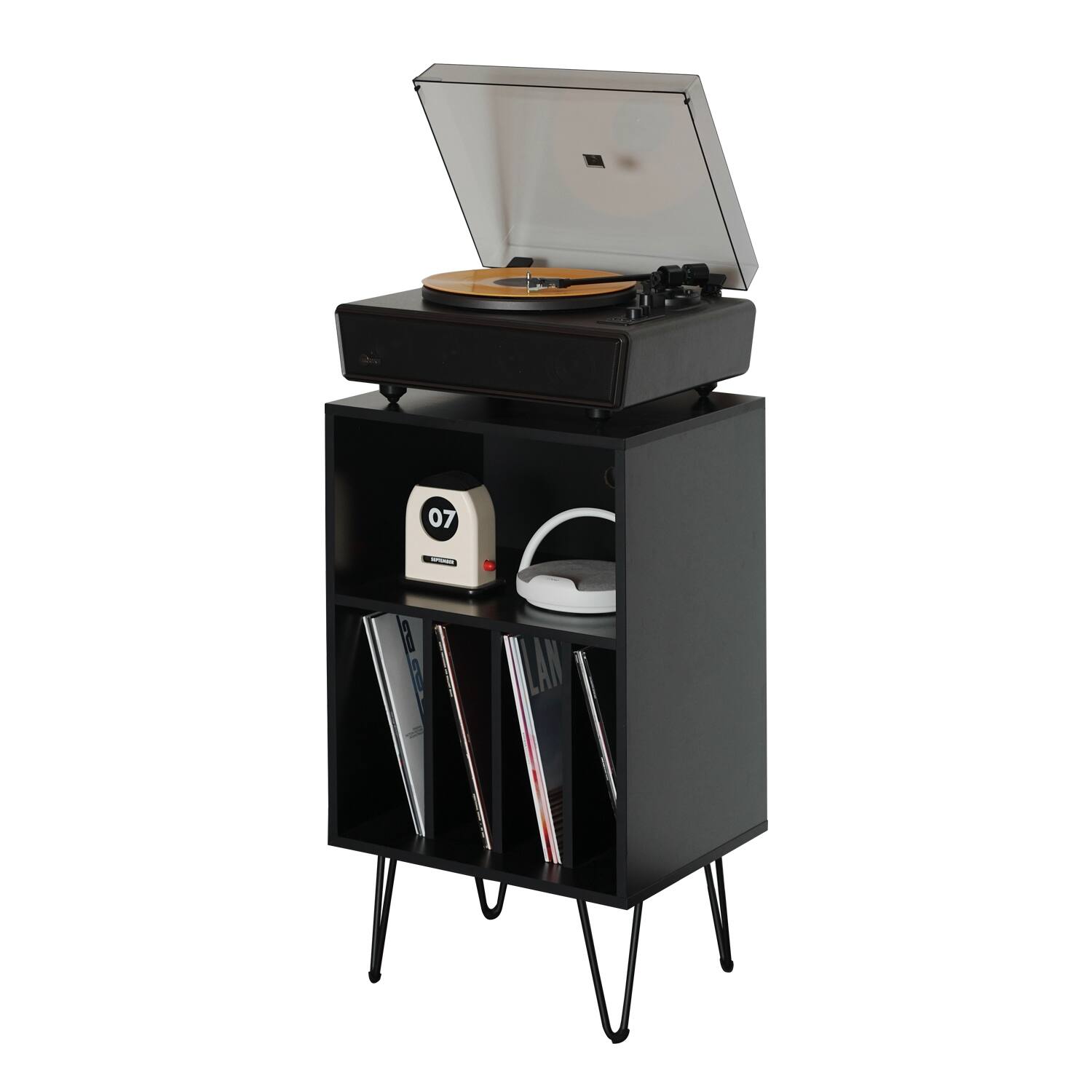 Alt View 5. Arkrocket - Arkrocket Huygens Bluetooth Turntable with Built-in Speakers (Black) - Black.