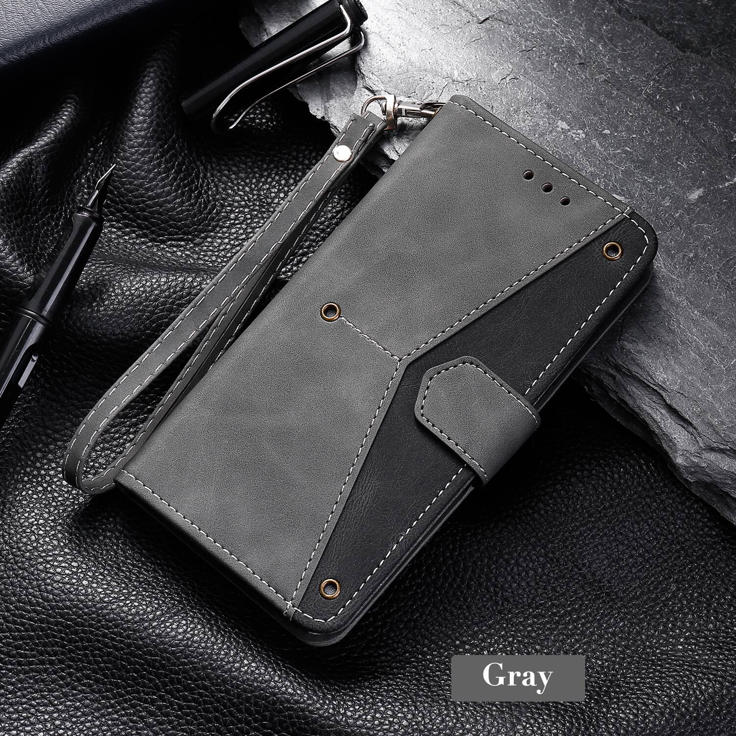 Alt View 3. Dteck - Wallet Case for Google Pixel 10 /10 Pro,Vintage PU Leather Flip Card Holder Kickstand Magnetic Closure Phone Cover - Gray.