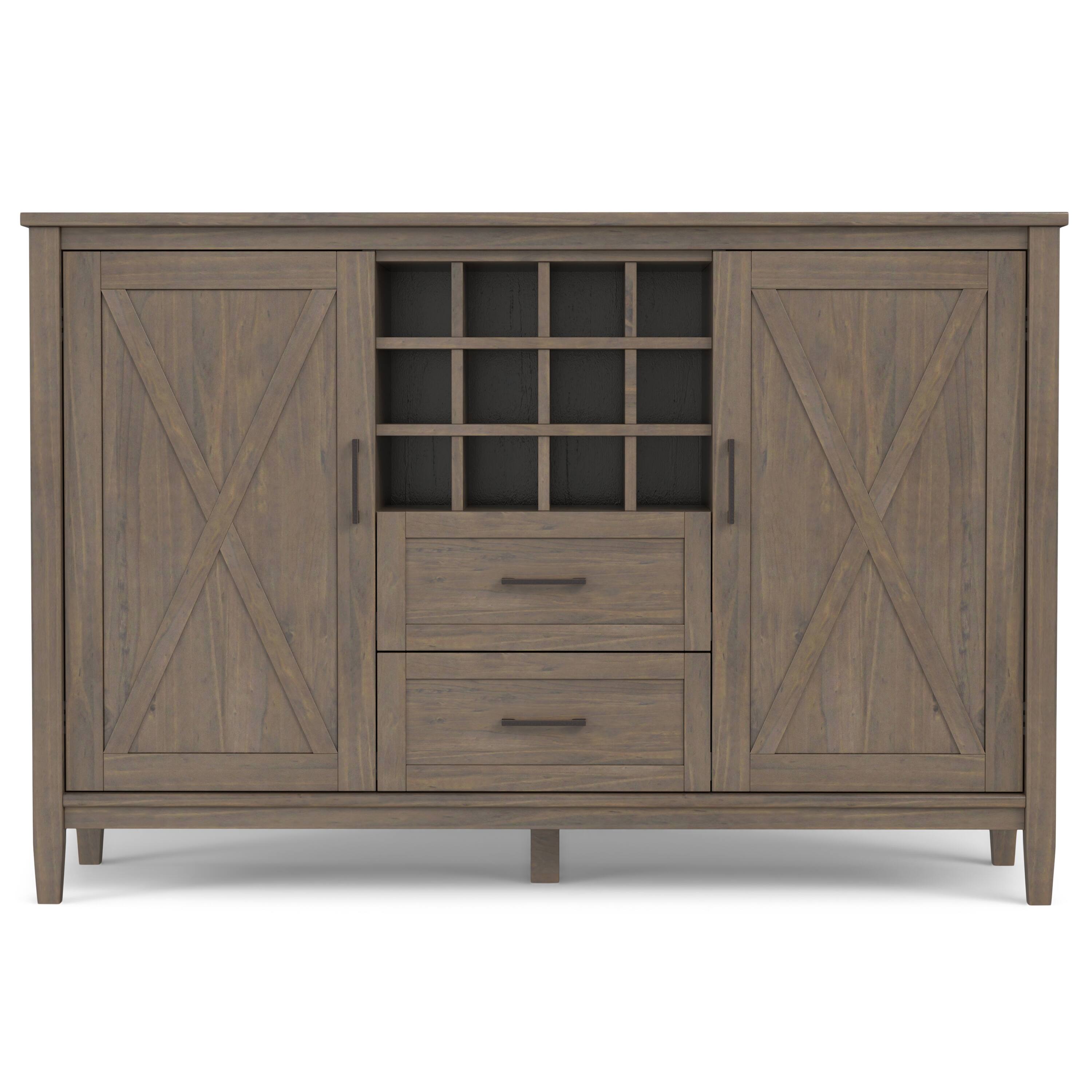 Left. Simpli Home - Ela SOLID WOOD Sideboard with Wine Storage in Smoky Brown - Smoky Brown.